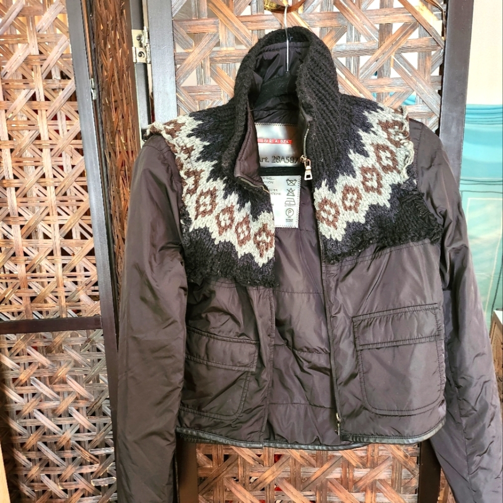 Prada fair isle puffer coat